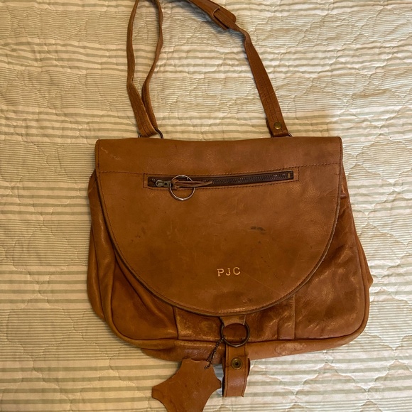 Unisex Oleg Cassini Vintage Distressed Messenger Safari Shoulder Bag
